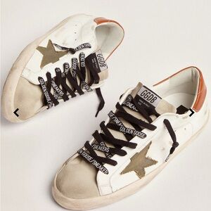 Golden Goose Men White and Gold Star Sneakers